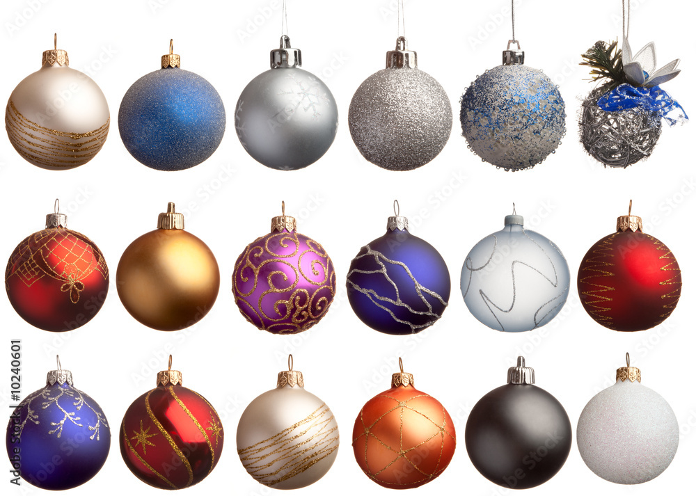 Set of 18 chrismas balls, isolated Set of 18 chrismas balls, isolated