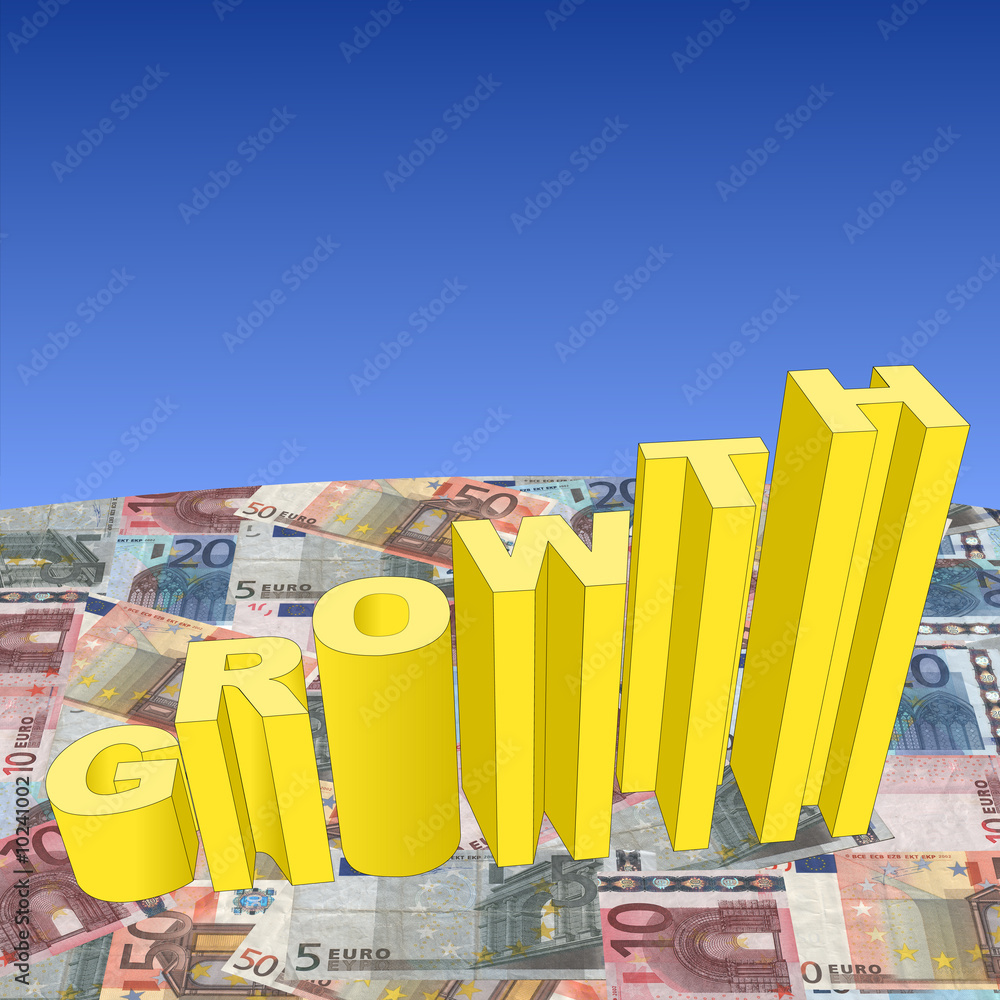 Fotografie growth text graph on Euros illustration