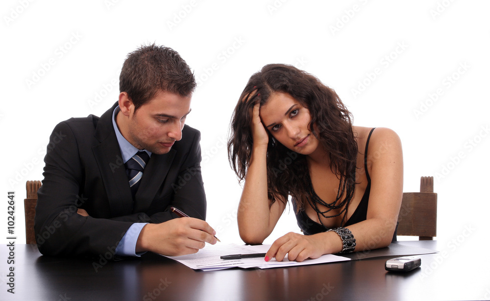 Business Couple working, isolated over white background Business Couple working, isolated over white background