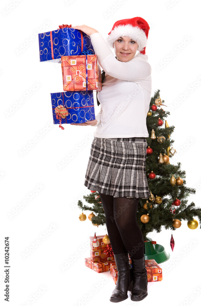 attractive brunette woman with shopping bags attractive brunette woman with shopping bags