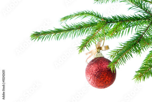 christmas background.on the tree isolated on white