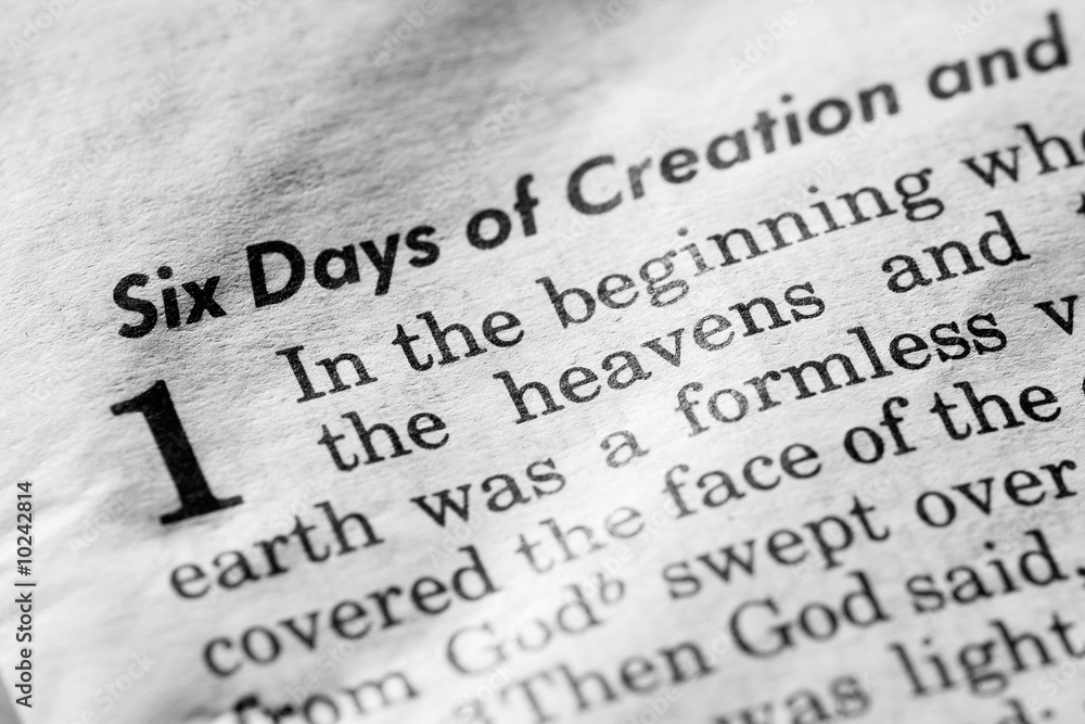 Fototapeta premium Genesis 1:1 - In the beginning, and old, used bible