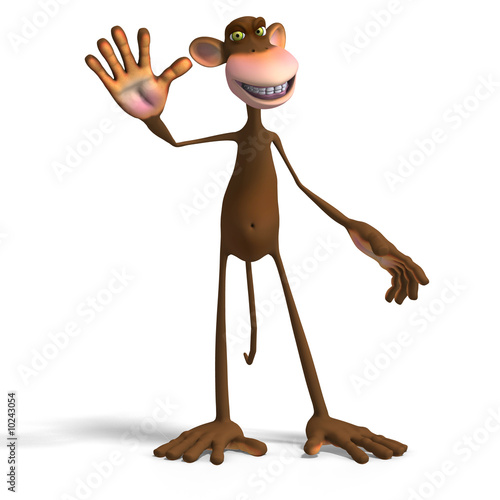 Render of a funny Toon Monkey with Clipping Path photo