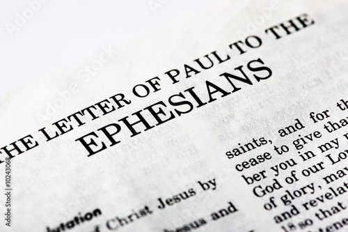 A macro detail of the book of Ephesians photo