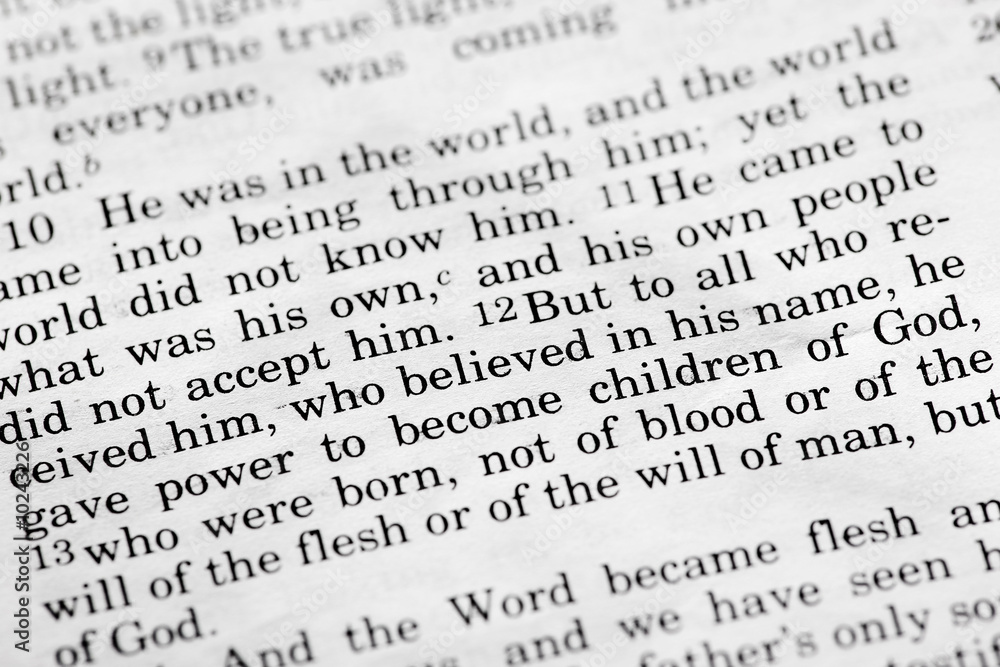 Naklejka premium Bible detail of John 1:12 , a popular New Testament passage