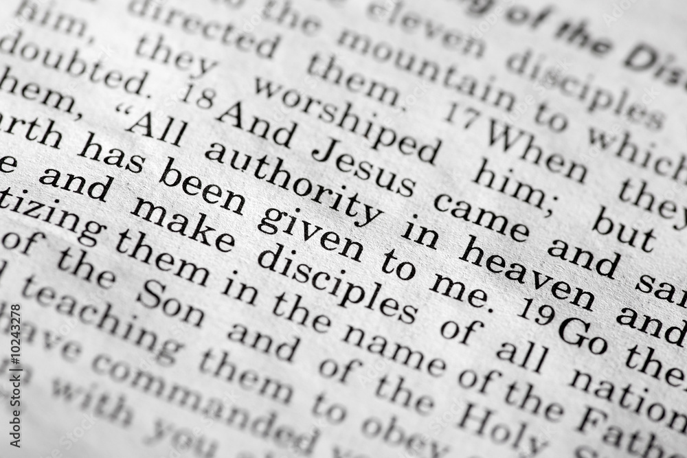 Naklejka premium Mathew 28:18, a popular verse in the New Testament