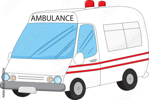 illustration of a white ambulance isolated on white
