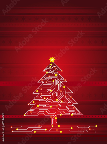 christmas tree  made of electronics elements