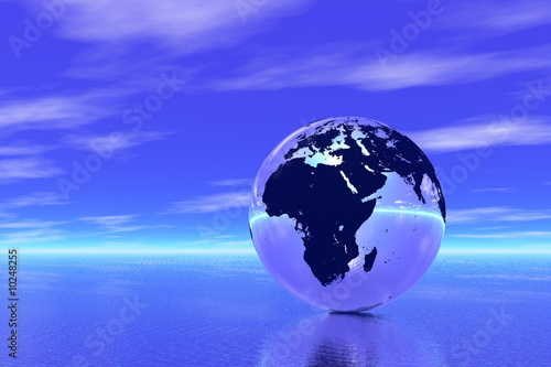Globe in ocean