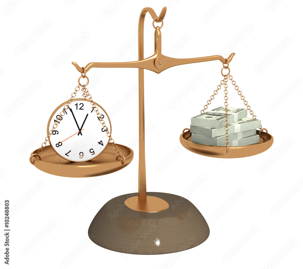 Concept - time is money. Objects over white Concept - time is money. Objects over white