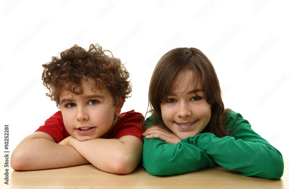 Two happy kids isolated on white Two happy kids isolated on white