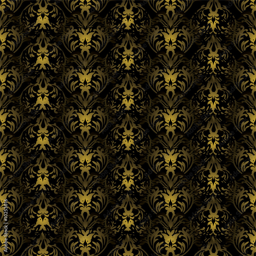 Black and gold gothic repeating background Black and gold gothic repeating background