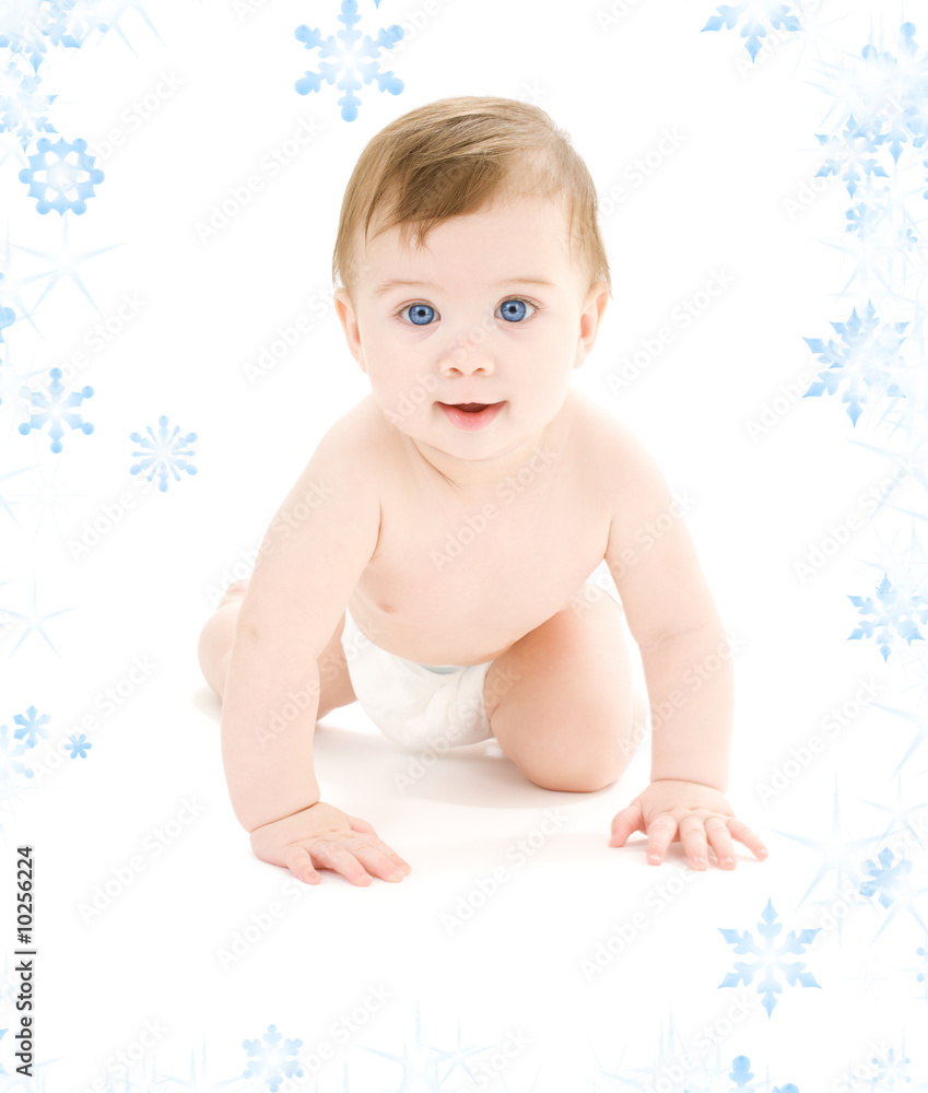 bright picture of crawling baby boy in diaper bright picture of crawling baby boy in diaper
