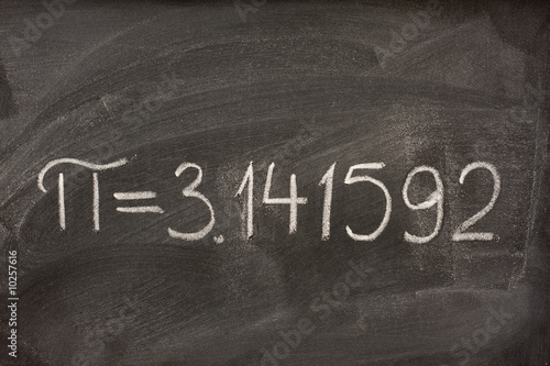 first seven digits of the number pi  on a blackboard