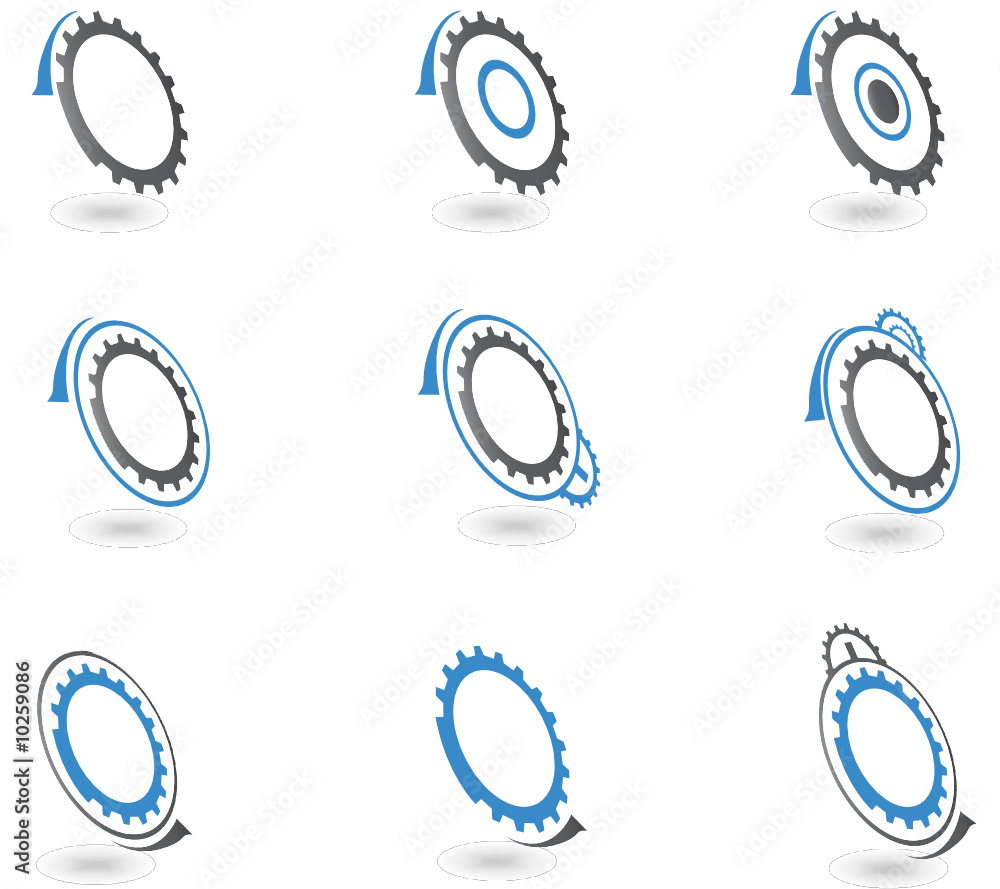 Gear Logo Loop Reverse distorted gear vector logos and graphic design elements Stock Vector ...