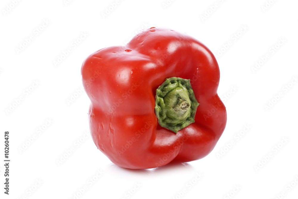 Tasty red pepper reflected on white background. Shallow DOF Tasty red pepper reflected on white background. Shallow DOF