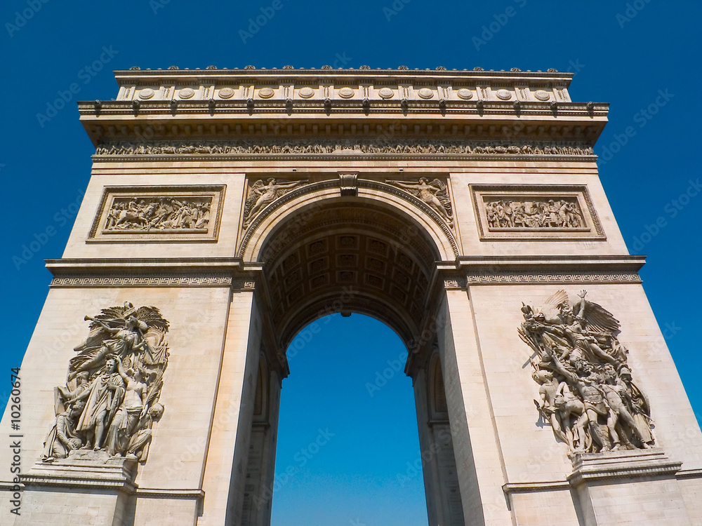 Triumphal Arch, or Champs Elysee war memorial in Paris.