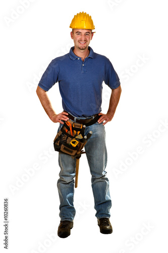 Young caucasian man tool isolated on white