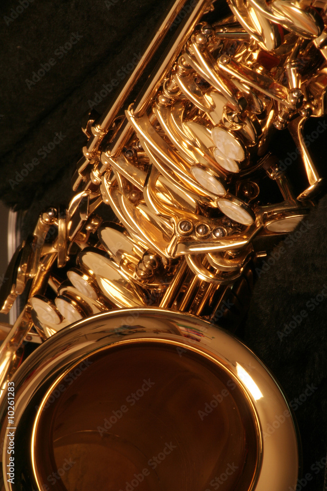 Fototapeta premium picture of a beautiful golden saxophone