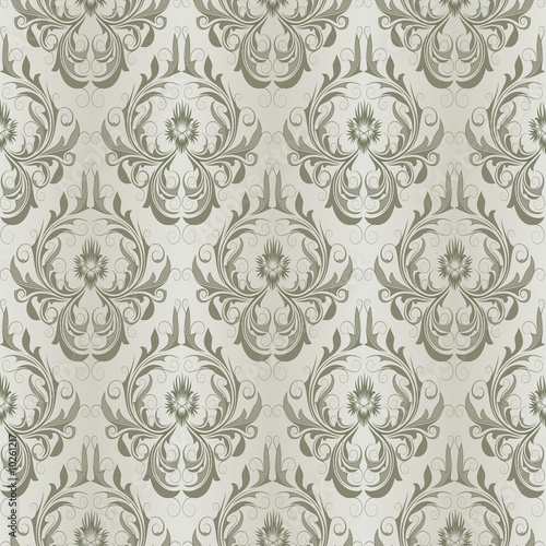 Seamless pattern from green flowers and leaves
