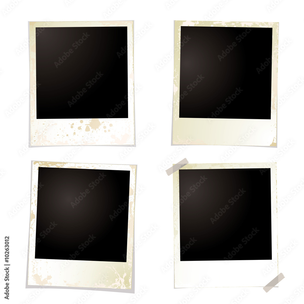 collection of four blank polaroid images with grunge effect collection of four blank polaroid images with grunge effect