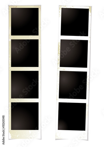 Two strips of instant passport type images with grunge effect