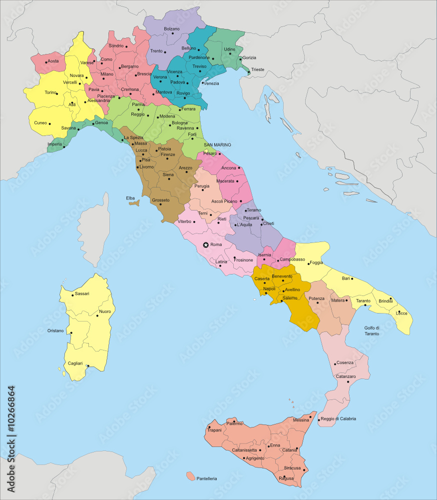 Fototapeta premium Włochy z regionami