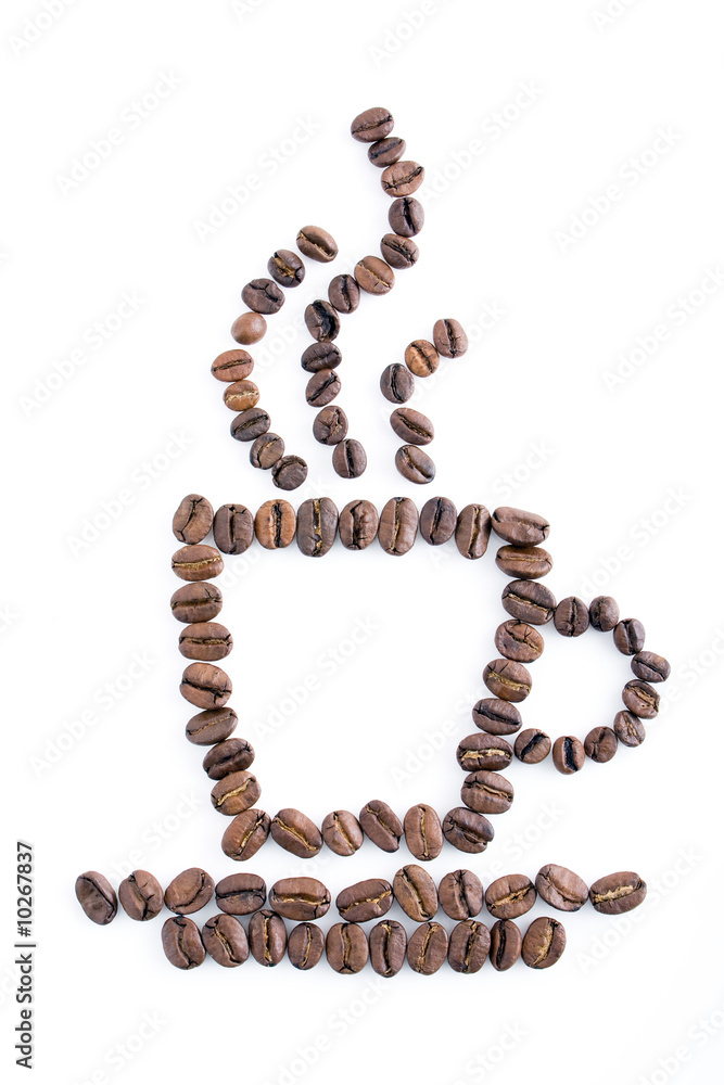 Coffee cup made of beans on white background Coffee cup made of beans on white background