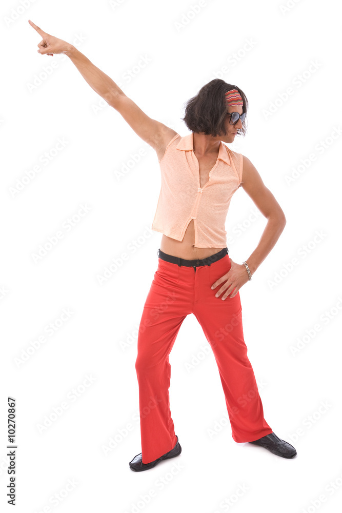 funny looking retro style man dancing on white background funny looking retro style man dancing on white background
