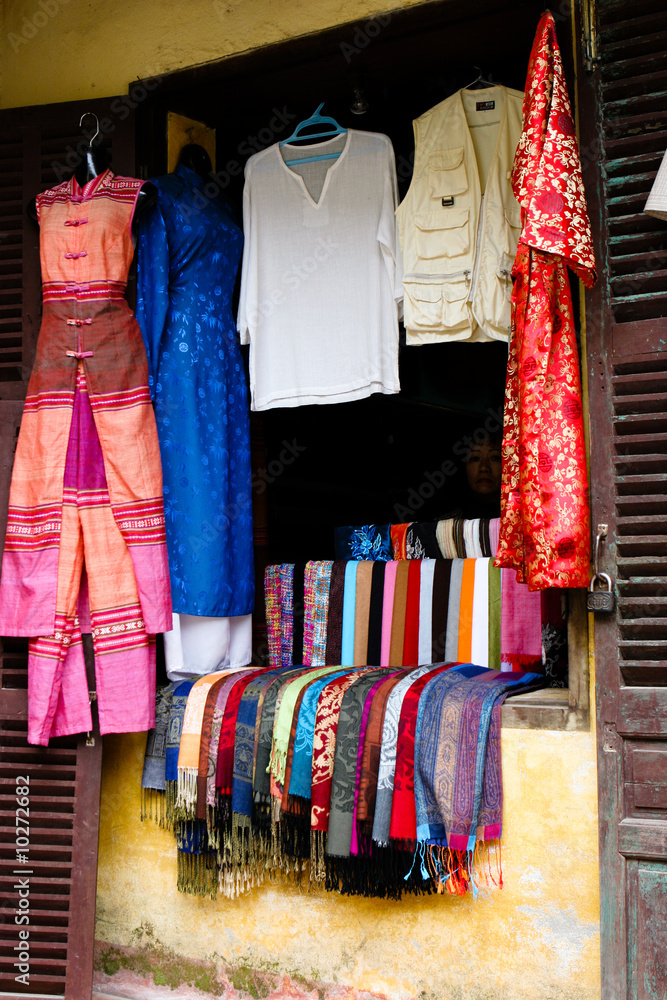 clothing in a Vietnamese shop.