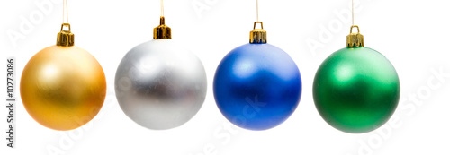 Four balls of christmas on a over white background