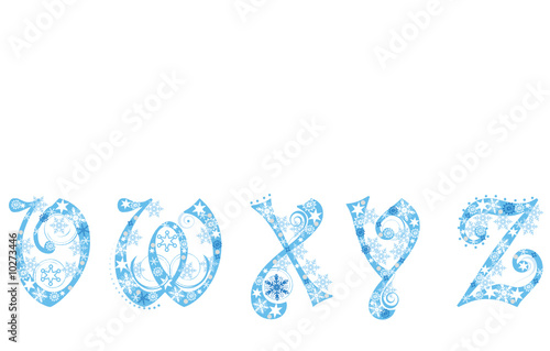 Christmas alphabet with snowflakes