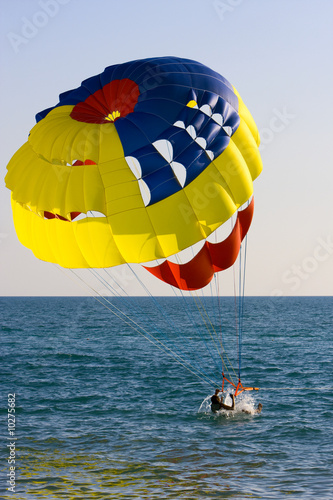 Parachute landing on water