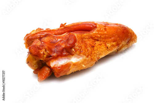 single chicken wing over white