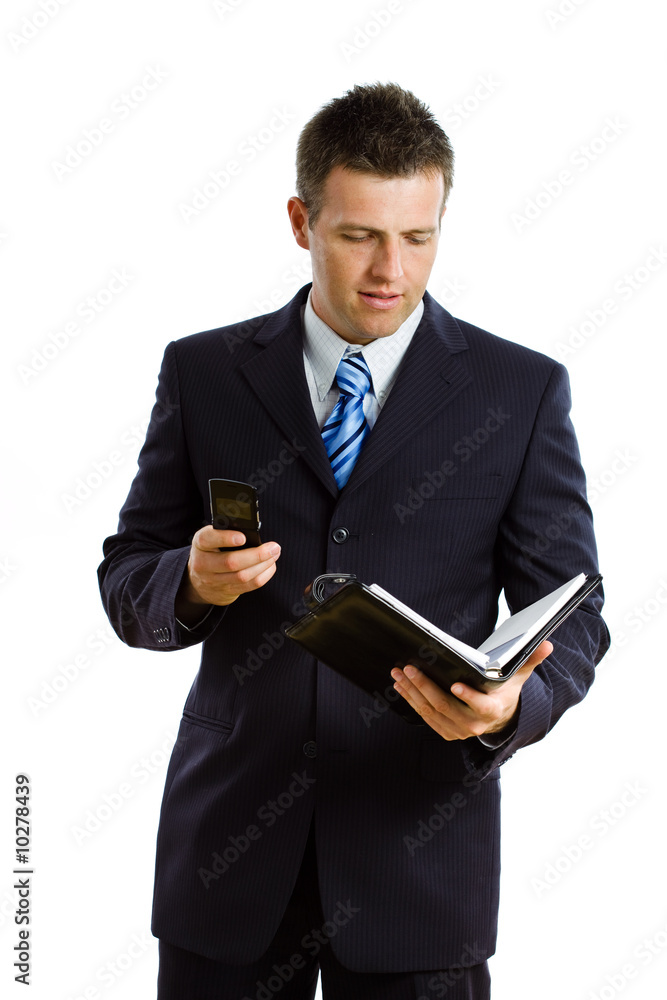 Happy businessman calling on cellphone, smiling, Happy businessman calling on cellphone, smiling,