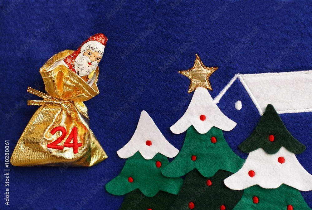 A chocolate Santa Claus in a bag of Advent calendar