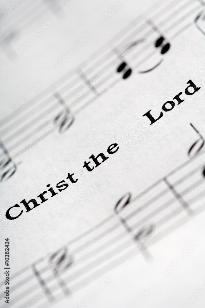 a detail from the hymnal with the phrase: Christ The Lord a detail from the hymnal with the phrase: Christ The Lord