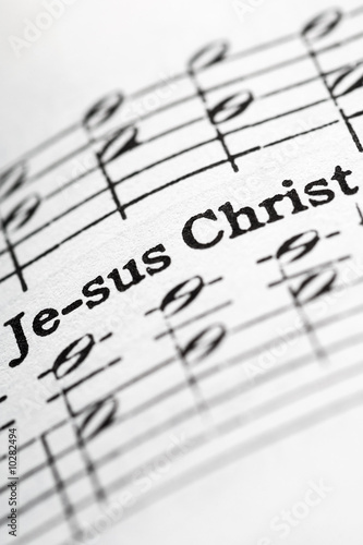 a detail from the hymnal with the words: Jesus Christ