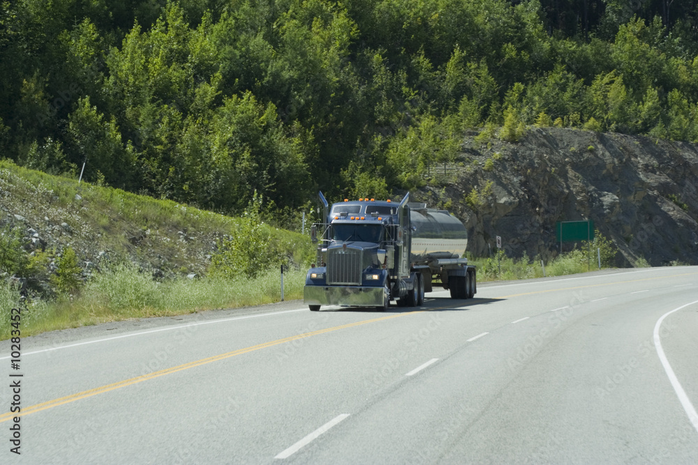 Fuel tanker moving on highway 18, Canada
