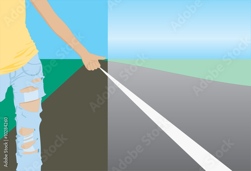 Bilde på lerret vector image of hitchhiker's sign