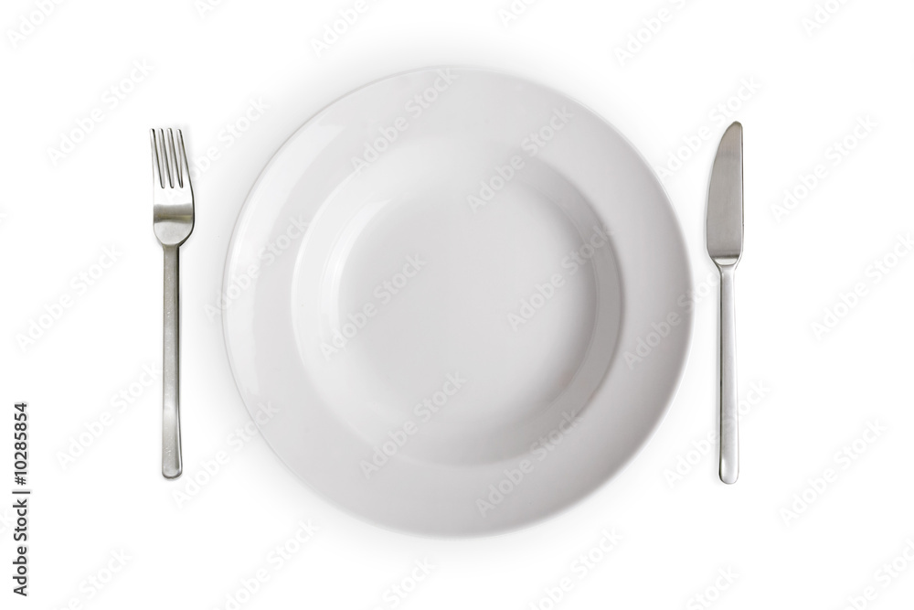 empty white dish isolated on white background
