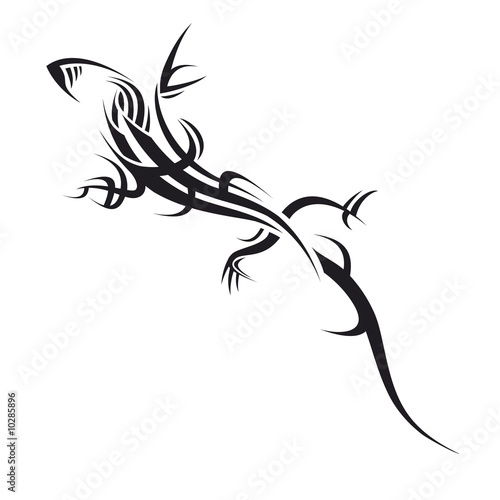 tribal tattoo illustration of a lizard on white background © silvano audisio