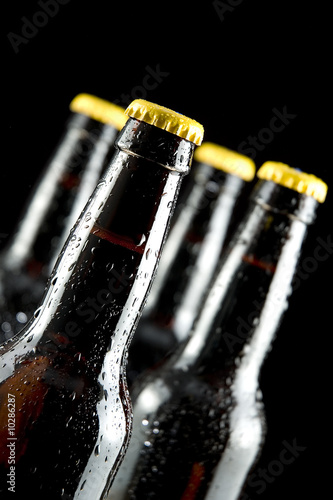 beer bottles isolated on a black background