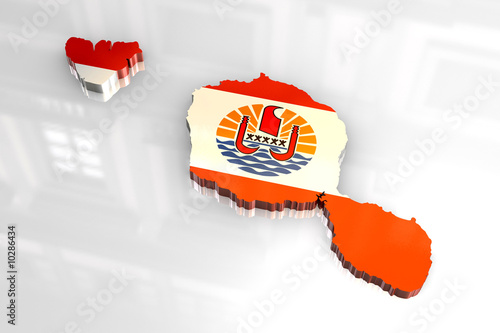 3D flag map shape of Tahiti french polynesia