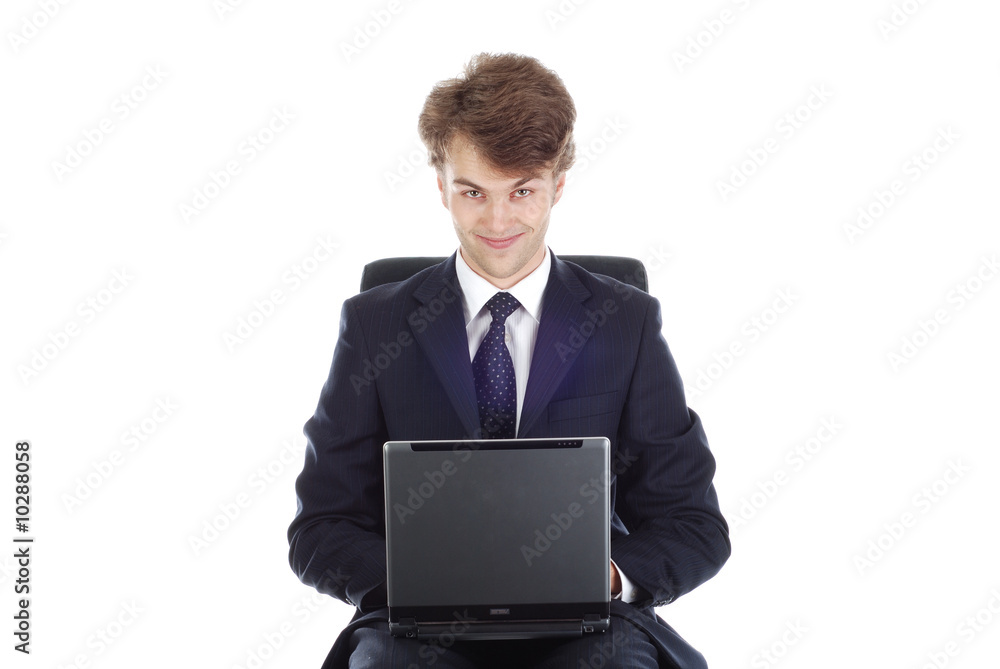 Young confident businessman talking over the phone Young confident businessman talking over the phone