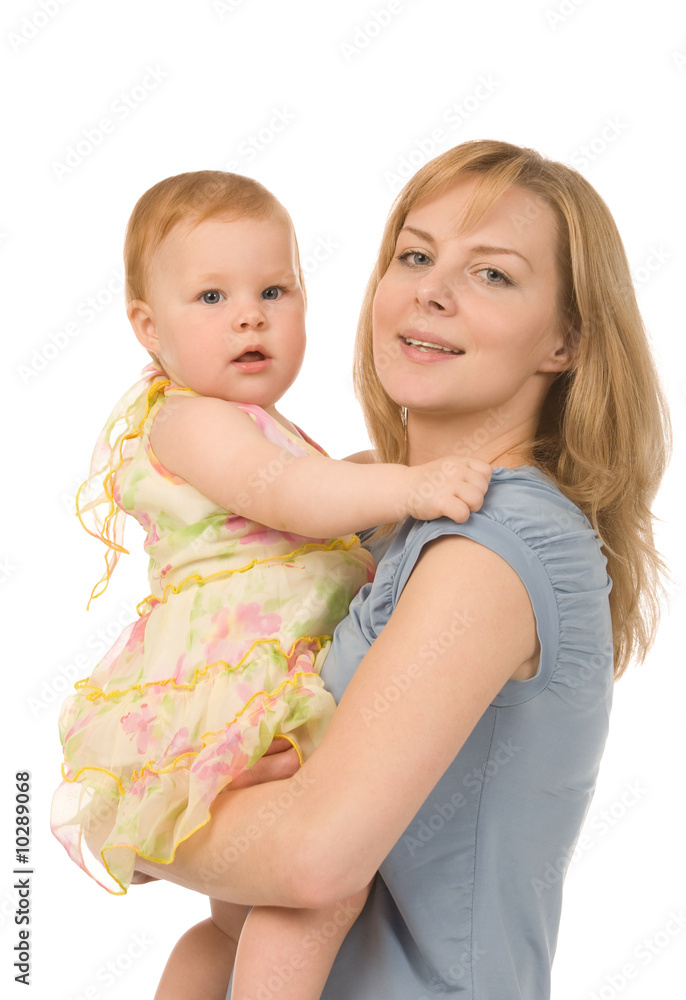 mother and daughter isolated on a white background mother and daughter isolated on a white background