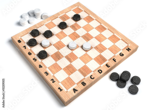 checkers board with pieces