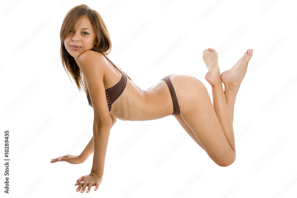 Beautiful young woman on the white background Beautiful young woman on the white background