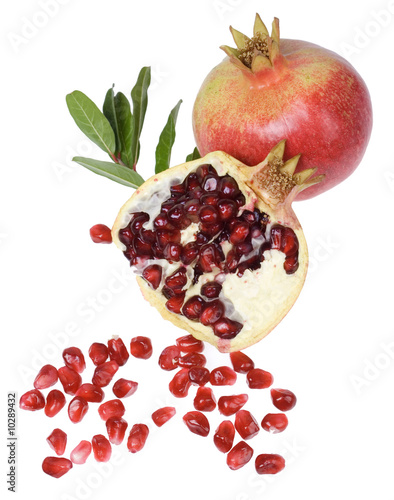 Ripe pomegranate fruit isolated on white background