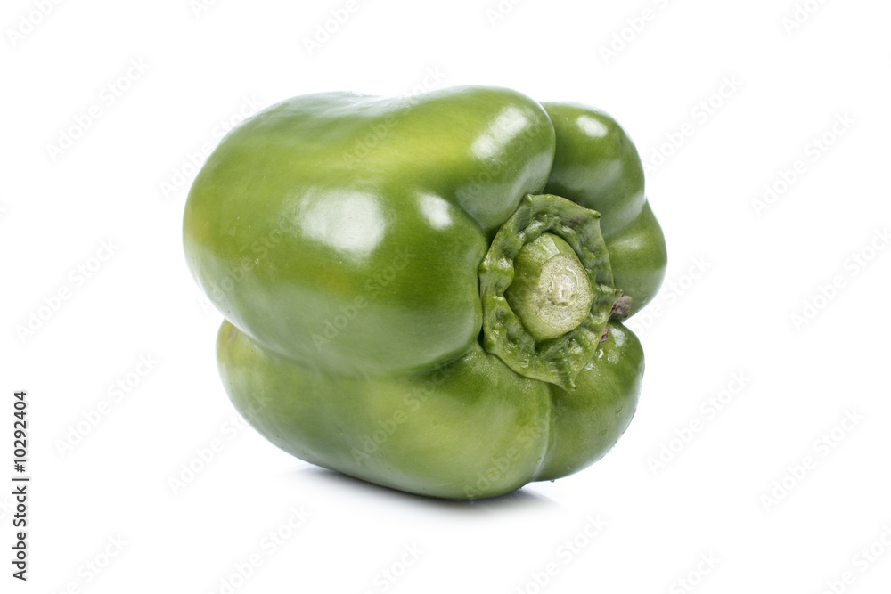 Green pepper reflected on white background. Shallow DOF Green pepper reflected on white background. Shallow DOF